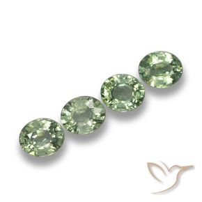 3.32 ctw Green Sapphire Stones, Natural Sapphire in Oval Facet Shape for Sale