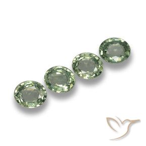 3.02 ctw Green Sapphire Stones, Natural Sapphire in Oval Facet Shape for Sale