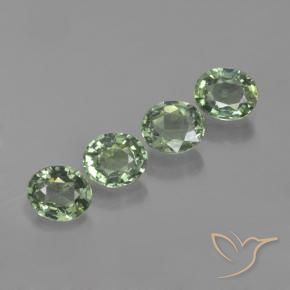 3.28 ctw Green Sapphire Stones, Natural Sapphire in Oval Facet Shape for Sale