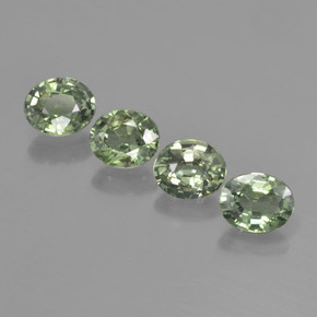 Medium Light Green Сапфир Камень - 0.7ct Фасетный Овал (ID: 462539)