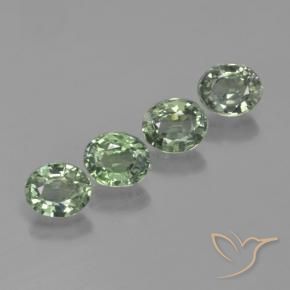 3.17 ctw Green Sapphire Stones, Natural Sapphire in Oval Facet Shape for Sale