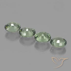 Sapphire Gemstones in 5.9 x 4.9 mm Size for Sale, Sapphire Stones in Light Forest Green Color