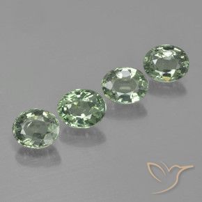 3.28 ctw Green Sapphire Stones, Natural Sapphire in Oval Facet Shape for Sale