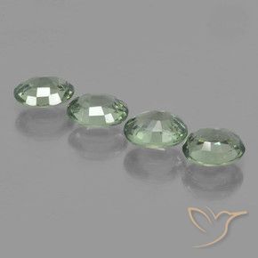 Sapphire Gemstones in 6.2 x 4.9 mm Size for Sale, Sapphire Stones in Medium-Light Green Color