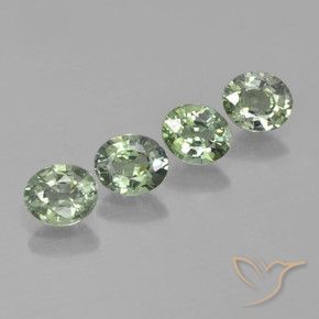 2.92 ctw Green Sapphire Stones, Natural Sapphire in Oval Facet Shape for Sale