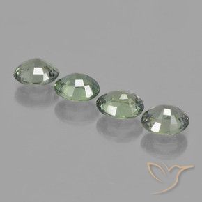 Sapphire Gemstones in 6 x 4.9 mm Size for Sale, Sapphire Stones in Light Forest Green Color