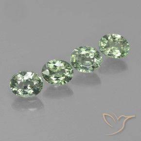 3.03 ctw Green Sapphire Stones, Natural Sapphire in Oval Facet Shape for Sale