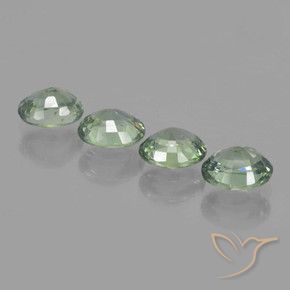 Sapphire Gemstones in 5.8 x 4.7 mm Size for Sale, Sapphire Stones in Medium-Light Green Color