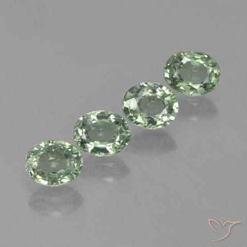 3.07 ctw Green Sapphire Stones, Natural Sapphire in Oval Facet Shape for Sale