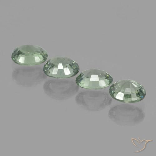 Sapphire Gemstones in 5.7 x 4.7 mm Size for Sale, Sapphire Stones in Medium-Light Green Color