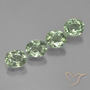 3.34 ctw Green Sapphire Stones, Natural Sapphire in Oval Facet Shape for Sale