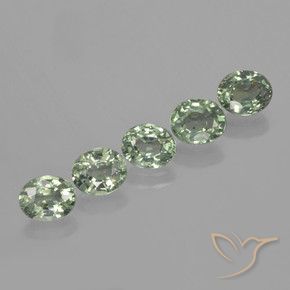 4.20 ctw Green Sapphire Stones, Natural Sapphire in Oval Facet Shape for Sale