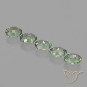 Sapphire Gemstones in 6.1 x 4.8 mm Size for Sale, Sapphire Stones in Mossy Green Color