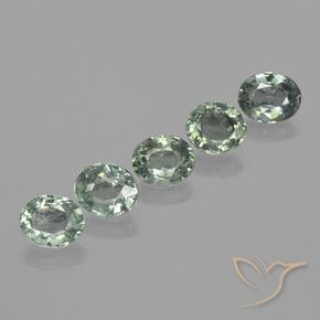 3.85 ctw Green Sapphire Stones, Natural Sapphire in Oval Facet Shape for Sale