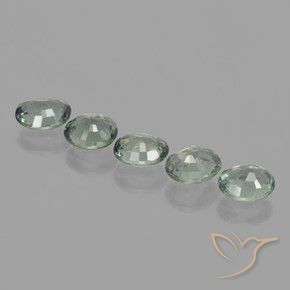 Sapphire Gemstones in 5.9 x 4.9 mm Size for Sale, Sapphire Stones in Warm Green Color