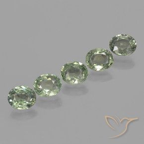 4.24 ctw Green Sapphire Stones, Natural Sapphire in Oval Facet Shape for Sale