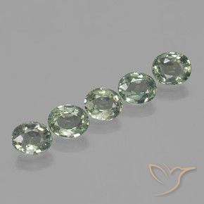 4.19 ctw Green Sapphire Stones, Natural Sapphire in Oval Facet Shape for Sale
