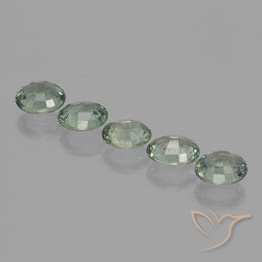 Sapphire Gemstones in 6.1 x 5 mm Size for Sale, Sapphire Stones in Light Forest Green Color