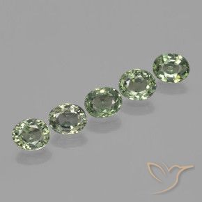 3.62 ctw Green Sapphire Stones, Natural Sapphire in Oval Facet Shape for Sale