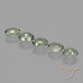Sapphire Gemstones in 5.9 x 4.8 mm Size for Sale, Sapphire Stones in Earthy Green Color