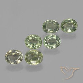 4.51 ctw Green Sapphire Stones, Natural Sapphire in Oval Facet Shape for Sale