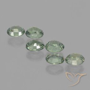 Sapphire Gemstones in 5.7 x 4.7 mm Size for Sale, Sapphire Stones in Light Forest Green Color