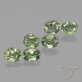 4.91 ctw Green Sapphire Stones, Natural Sapphire in Oval Facet Shape for Sale
