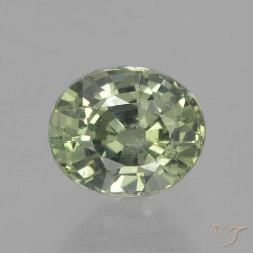 0.91ct Natural Medium Light Green Sapphire, Oval, VS