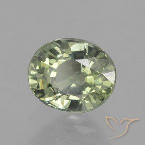 0.91 ct Green Sapphire Stone, Natural Sapphire in Oval Facet Shape for Sale