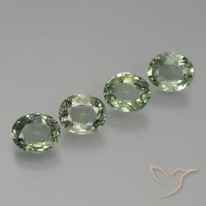 2.89 ctw Green Sapphire Stones, Natural Sapphire in Oval Facet Shape for Sale