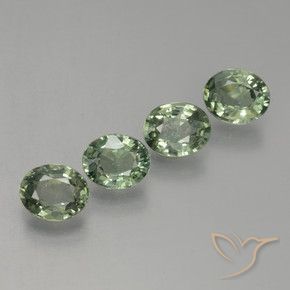 2.89 ctw Green Sapphire Stones, Natural Sapphire in Oval Facet Shape for Sale
