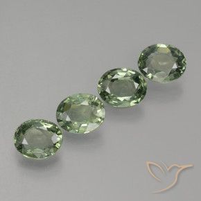2.80 ctw Green Sapphire Stones, Natural Sapphire in Oval Facet Shape for Sale