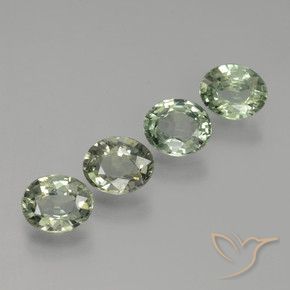2.99 ctw Green Sapphire Stones, Natural Sapphire in Oval Facet Shape for Sale