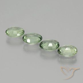 Sapphire Gemstones in 6 x 4.9 mm Size for Sale, Sapphire Stones in Medium Light Green Color