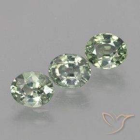 2.71 ctw Green Sapphire Stones, Natural Sapphire in Oval Facet Shape for Sale