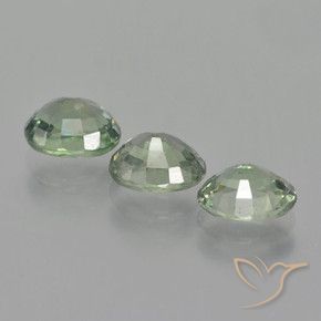 Sapphire Gemstones in 6 x 4.9 mm Size for Sale, Sapphire Stones in Light Forest Green Color