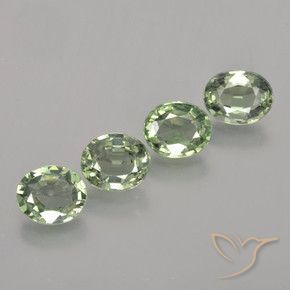 3.37 ctw Green Sapphire Stones, Natural Sapphire in Oval Facet Shape for Sale
