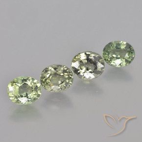 3.55 ctw Green Sapphire Stones, Natural Sapphire in Oval Facet Shape for Sale