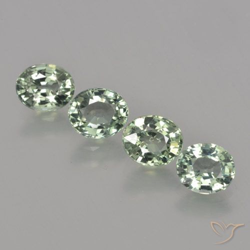 3.58 ctw Green Sapphire Gemstones, Sapphire Gems in Oval Facet Shape for Sale.