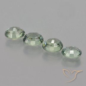 Sapphire Gemstones in 6.1 x 5.2 mm Size for Sale, Sapphire Stones in Light Forest Green Color