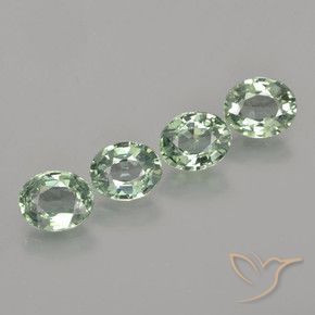 3.08 ctw Green Sapphire Stones, Natural Sapphire in Oval Facet Shape for Sale