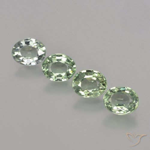 Medium Light Green Saphir Edelstein - 0.7ct Oval facettiert (ID: 462805)