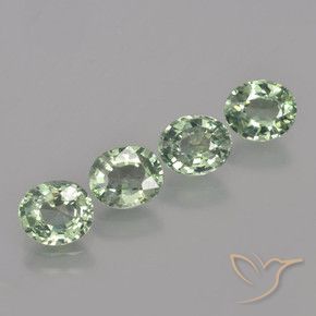3.28 ctw Green Sapphire Stones, Natural Sapphire in Oval Facet Shape for Sale