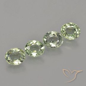 3.30 ctw Green Sapphire Stones, Natural Sapphire in Oval Facet Shape for Sale