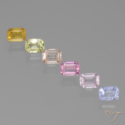 Mehrfarbig Saphir Edelstein - 0.3ct Octagon Stufenschliff (ID: 463574)