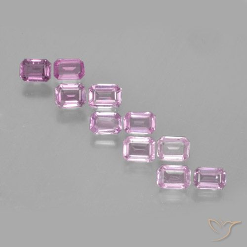 Lot de 10pc pièces de Saphirs Rose cerise Octogone / coupe Émeraude de Tanzanie, taille 4,1 x 2,9mm, poids total 2,34 ct / moyenne 0,23 ct chaque, dureté de Mohs 9 convient aux bijoux de tous les jours, pierre de sagesse, Pierre de naissance de septembre, Photo A