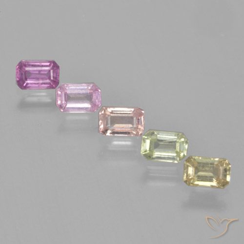 Mehrfarbig Saphir Edelstein - 0.4ct Octagon Stufenschliff (ID: 463624)