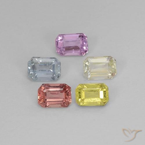Mehrfarbig Saphir Edelstein - 0.3ct Octagon Stufenschliff (ID: 463628)