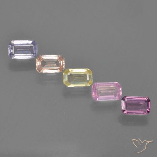 1.50 ctw Multicolor Sapphire Gemstones, Sapphire Gems in Octagon Step Cut Shape for Sale.