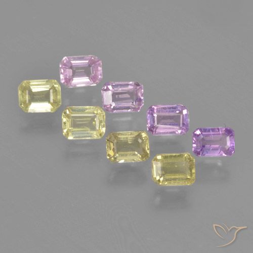 2.20 ctw Multicolor Sapphire Gemstones, Sapphire Gems in Octagon Step Cut Shape for Sale.